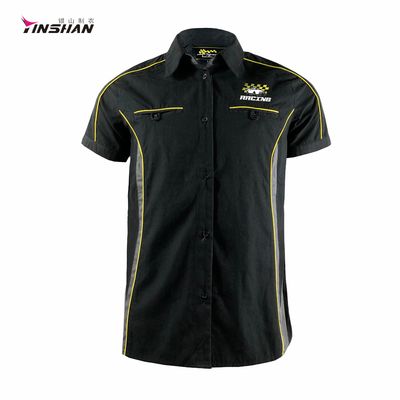 Men's F1 Car Racing Suit Custom Logo Racing Shirt in Breathable Black Knitted Fabric