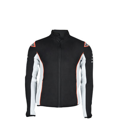 Men's Windproof Black Motorcycle Jacket with Custom Logo Patch and Racing Performance