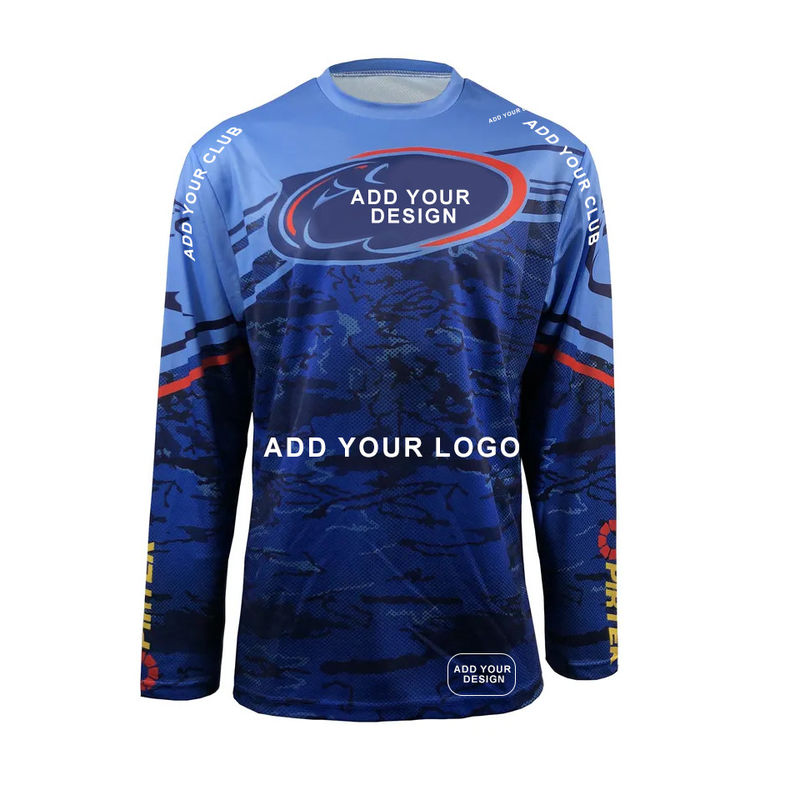 Quick Dry Performance Polyester Fabrics Custom Long Sleeve Sublimation Fishing Jerseys