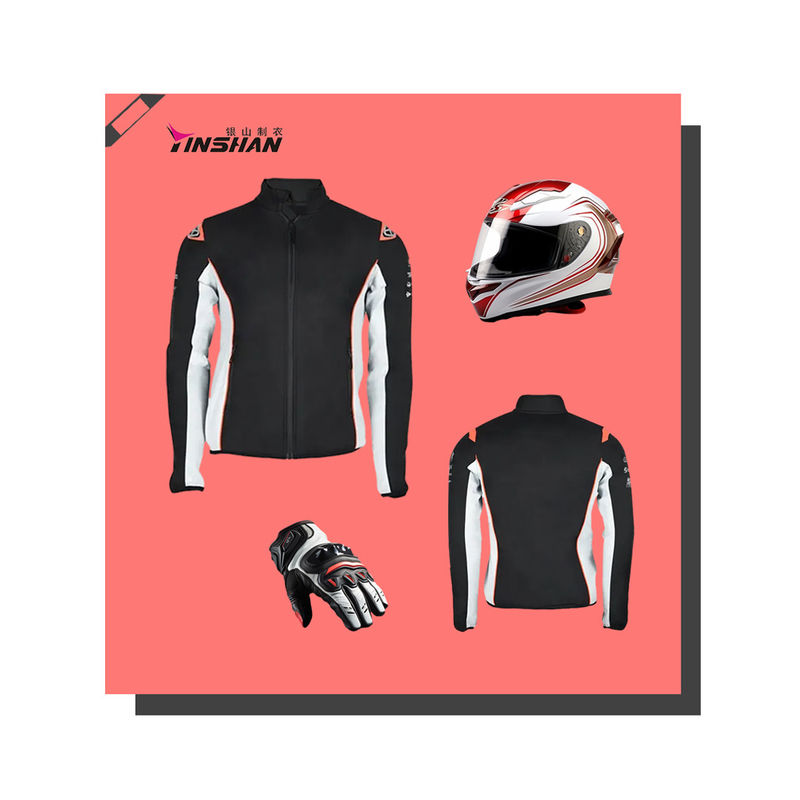 Men's Windproof Black Motorcycle Jacket with Custom Logo Patch and Racing Performance